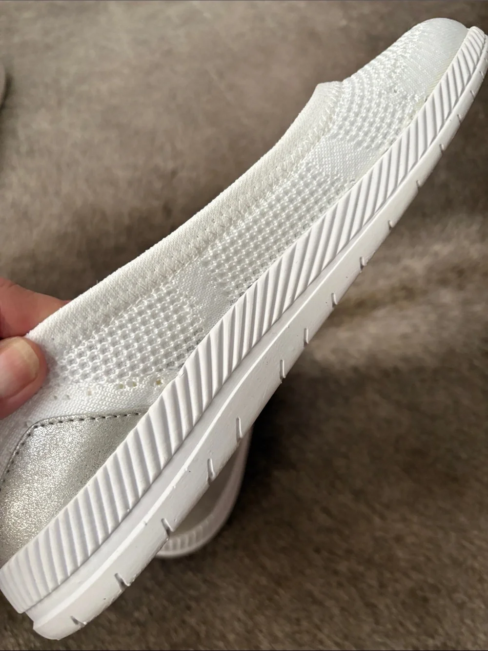 NWOB QVC Easy Spirit Glitz White Knit Slip On Walking Shoes Skimmer Flats Size 9 - Picture 6 of 9